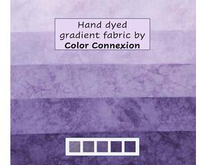 purple gradient of hand dyed quilting cotton